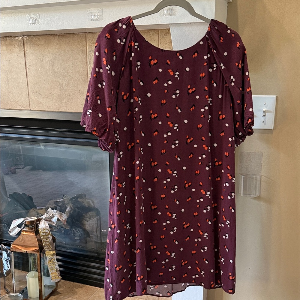 Ann Taylor Burgundy Floral Mini Dress